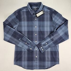 Rhone Flannel Shirt Men Small Blue Plaid Relaxed Fit Performance Lightweight